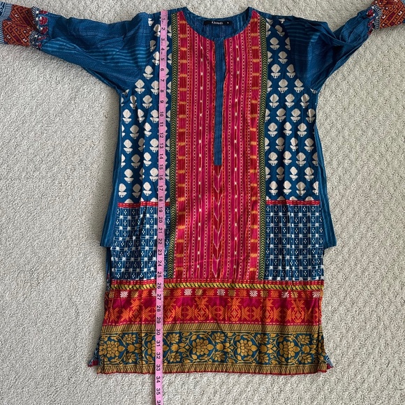 Khaadi Tunic Dress/Swimsuit Cover-Up Pink/Blue/Multi Size 8 - Picture 6 of 7